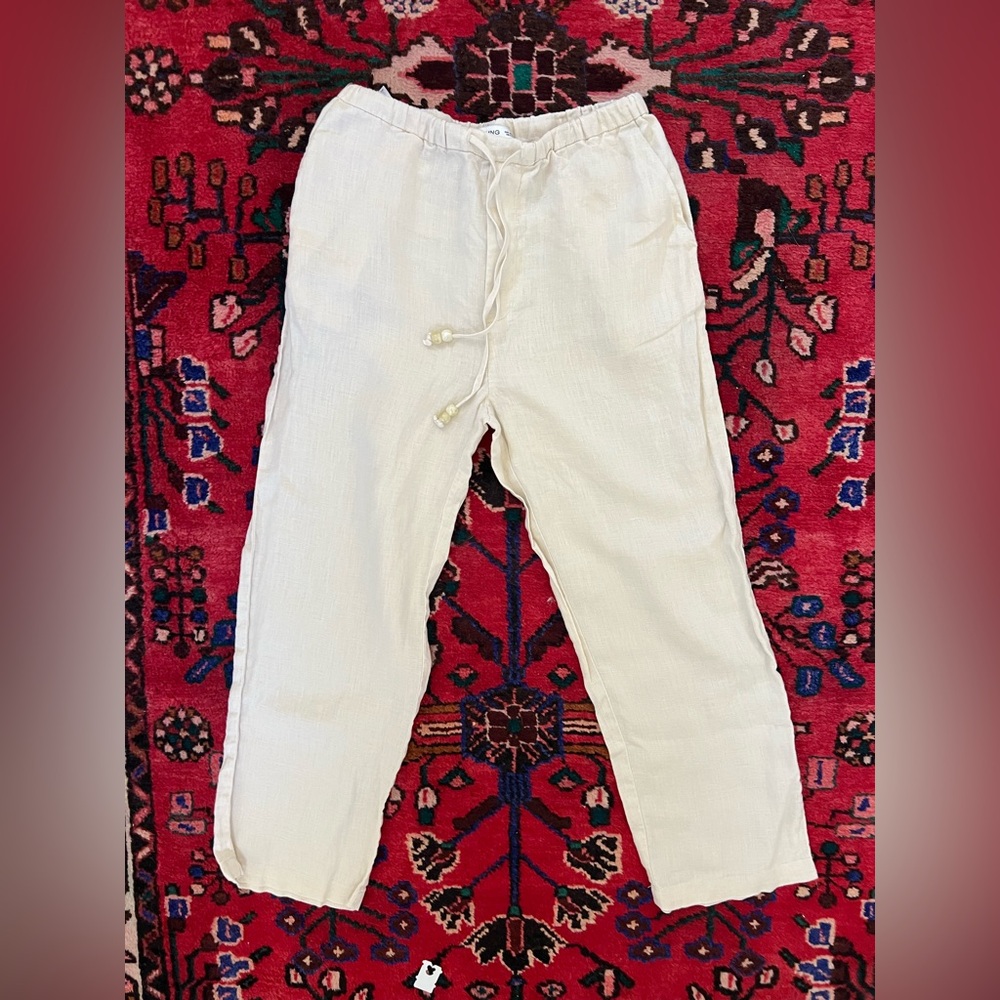 MNG Linen Cream Summer Pants
